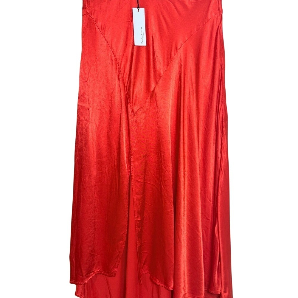Michael Stars Desi Asymmetrical Satin Skirt RED  XS NEW Retail $178 - Picture 2 of 11